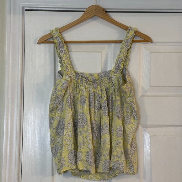 Elan Yellow Floral Crop Top NWT Size M Boho Summer - Picture 3 of 5